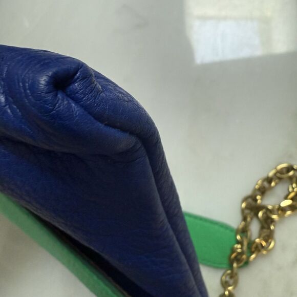 NWT J. Crew Green Blue Colorblock Leather Envelope Shoulder Bag/Clutch - Picture 11 of 12